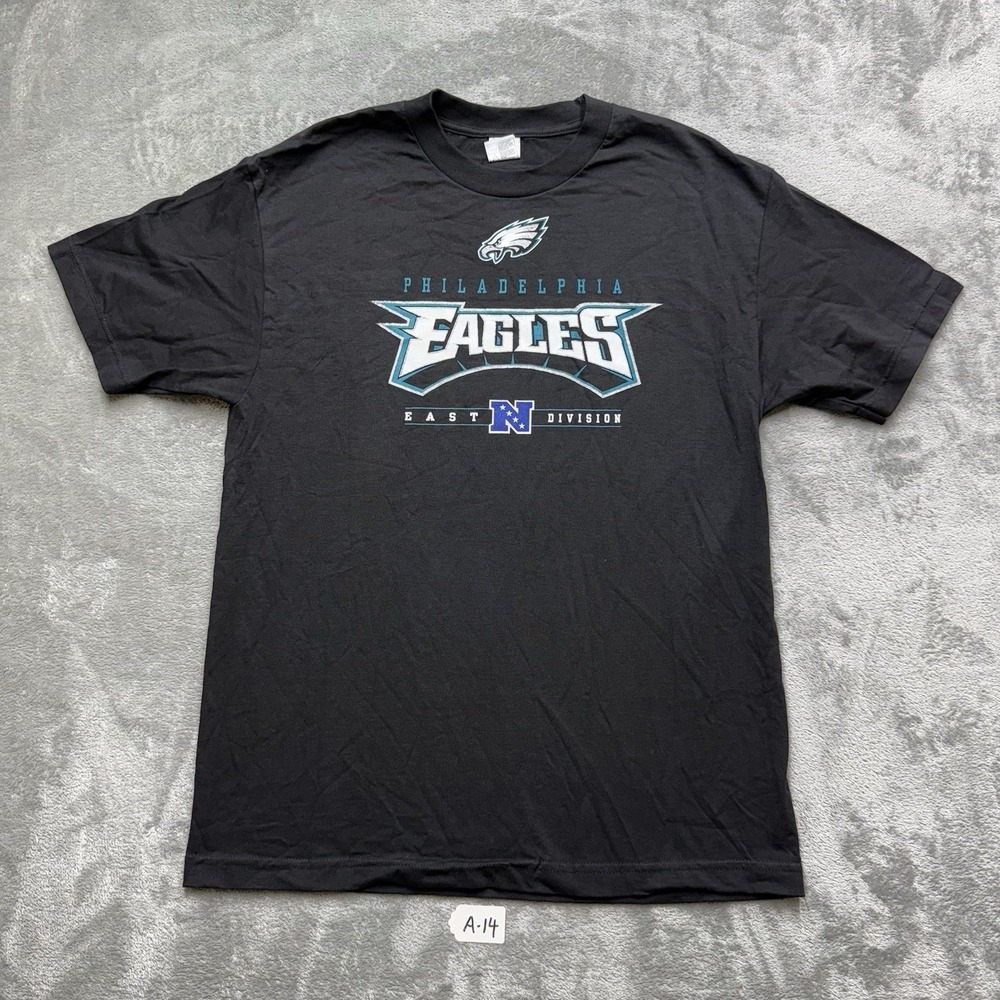 Philadelphia Eagles Mens Large Black NFL Football T-Shirt Cotton Alstyle Tag
